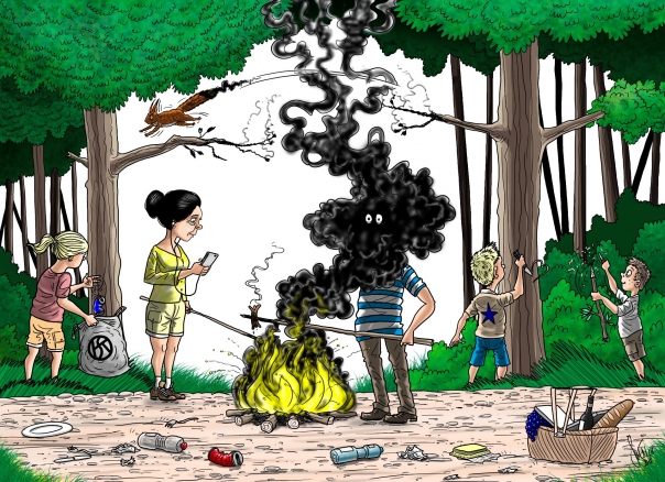 Cartoon zum Thema Bräteln im Wald